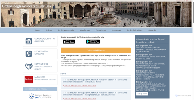 Security scan screenshot of https://www.ordineavvocati.perugia.it