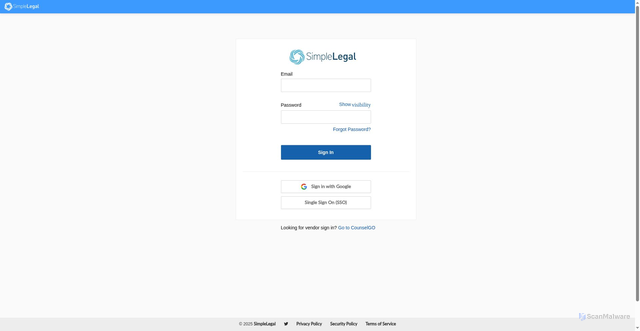 Security scan screenshot of https://app.simplelegal.com