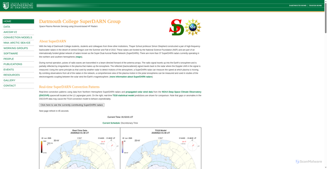 Security scan screenshot of https://superdarn.thayer.dartmouth.edu