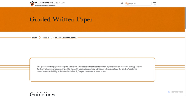 Security scan screenshot of https://admission.princeton.edu/apply/graded-written-paper