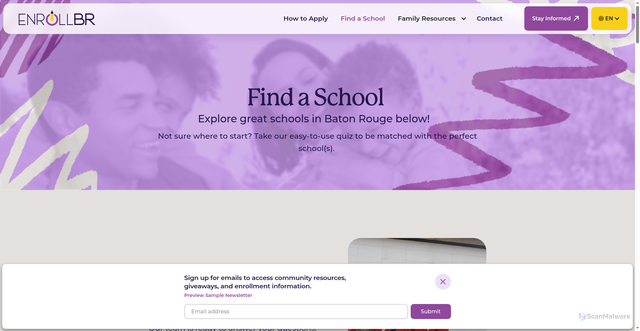Security scan screenshot of https://www.enrollbr.org/find-a-school