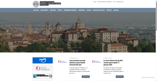 Security scan screenshot of https://collegio.geometri.bg.it/