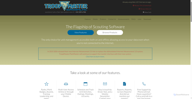 Security scan screenshot of https://troopmaster.com