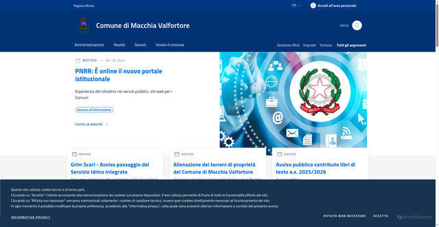 Security scan screenshot of https://www.comune.macchiavalfortore.cb.it/