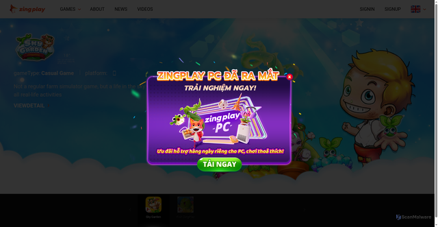 Security scan screenshot of https://play.zing.vn