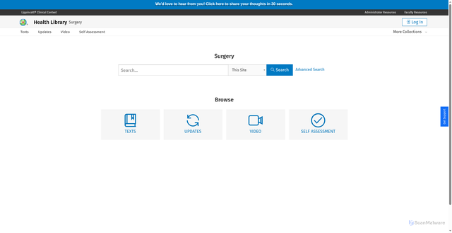 Security scan screenshot of https://surgery.lwwhealthlibrary.com