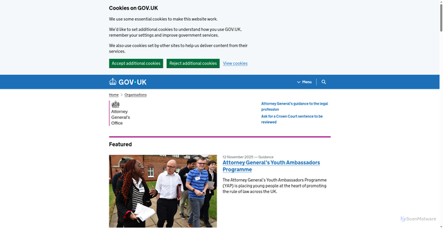 Security scan screenshot of https://www.gov.uk/government/organisations/attorney-generals-office