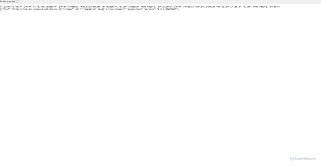 Security scan screenshot of https://hub.iot.comcast.net