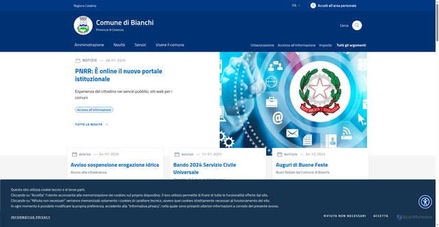 Security scan screenshot of https://www.comune.bianchi.cs.it