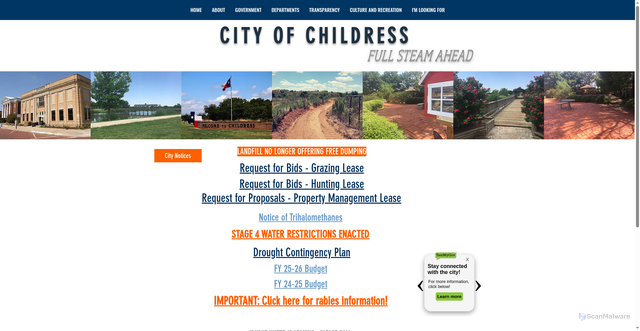 Security scan screenshot of https://www.cityofchildress.com/