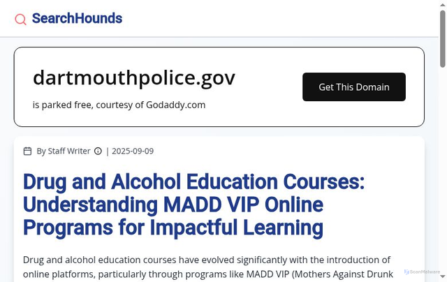 Security scan screenshot of https://dartmouthpolice.gov/