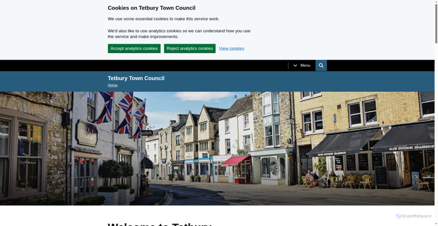 Security scan screenshot of http://tetbury.gov.uk/