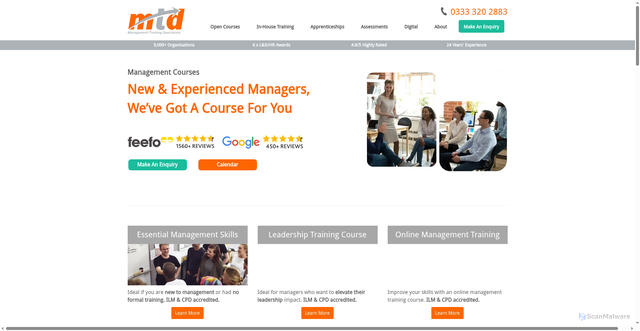 Security scan screenshot of https://www.mtdtraining.com/management-training-courses