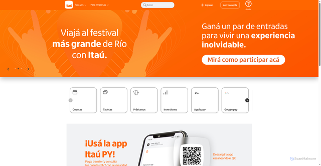 Security scan screenshot of https://itauclientes.vercel.app/