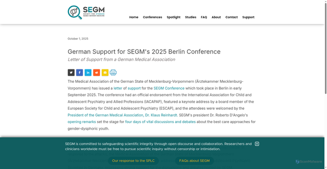 Security scan screenshot of https://segm.org/SEGM-Berlin-Conference-Support-%C3%84rztekammer%20Mecklenburg-Vorpommern