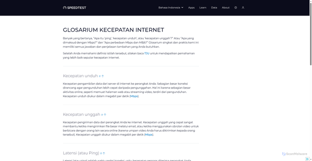 Security scan screenshot of https://x7u.pages.dev/id/about/knowledge/glossary
