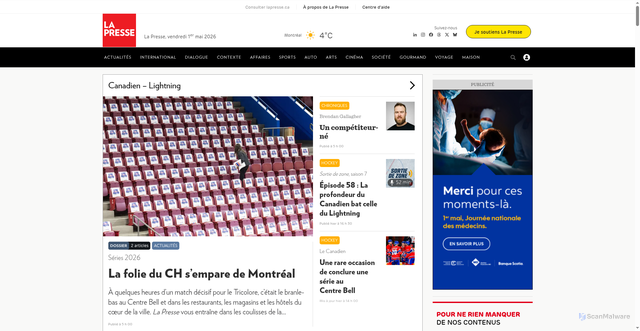 Security scan screenshot of https://lapresse.ca