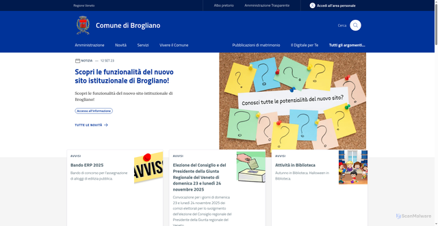 Security scan screenshot of https://www.comune.brogliano.vi.it/
