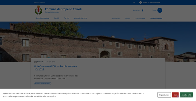 Security scan screenshot of https://comune.gropellocairoli.pv.it/