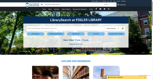 Security scan screenshot of https://library.umaine.edu