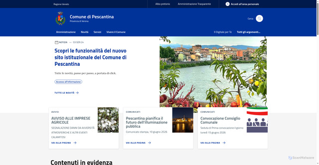Security scan screenshot of https://www.comune.pescantina.vr.it