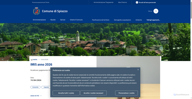 Security scan screenshot of https://www.comune.spiazzo.tn.it/