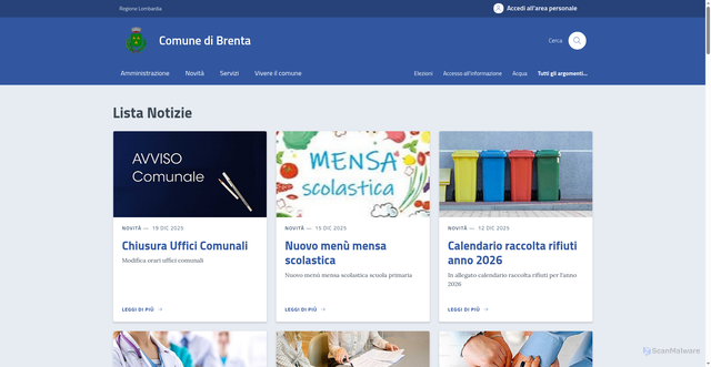 Security scan screenshot of https://comune.brenta.va.it/