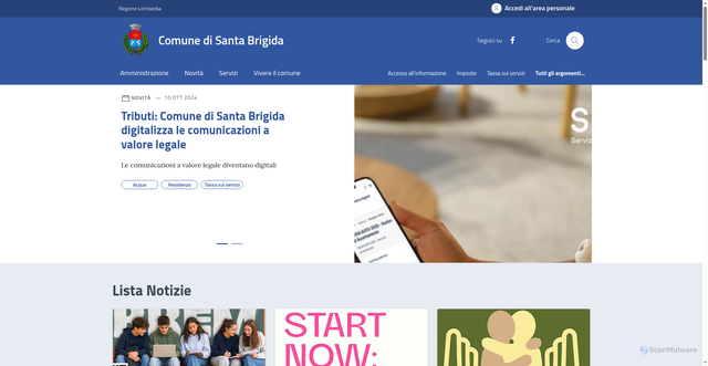 Security scan screenshot of https://www.comune.santabrigida.bg.it