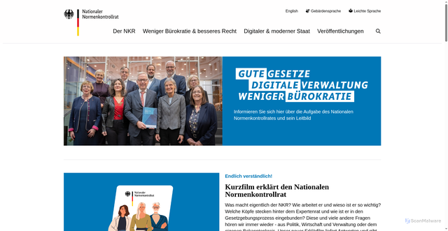 Security scan screenshot of https://www.normenkontrollrat.bund.de/Webs/NKR/DE/home/home_node.html