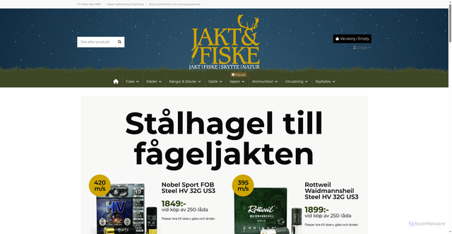 Security scan screenshot of https://jaktochfiskebutiken.se
