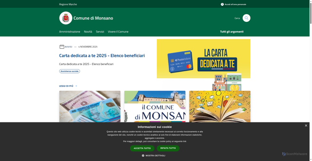 Security scan screenshot of https://www.comune.monsano.an.it/it