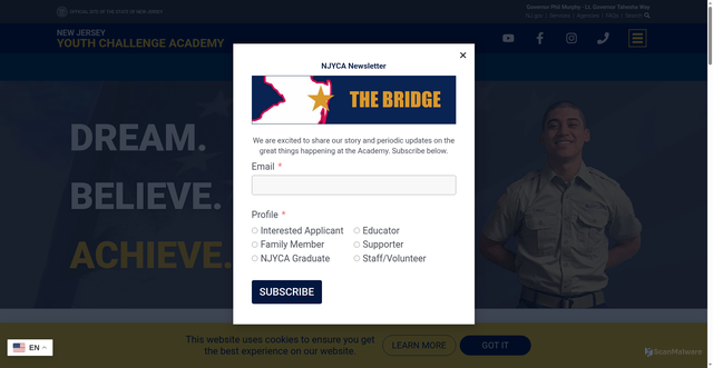 Security scan screenshot of https://www.njyca.gov/