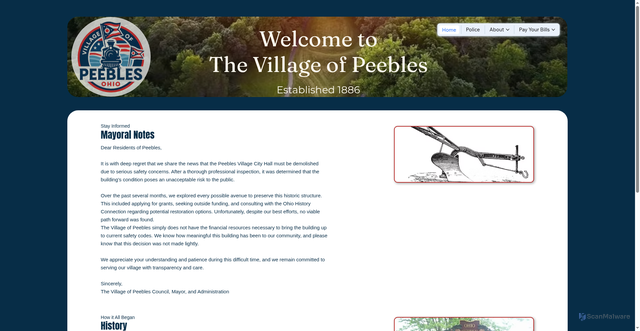 Security scan screenshot of https://www.peeblesoh.gov/