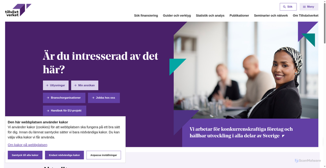 Security scan screenshot of https://www.tillvaxtverket.se