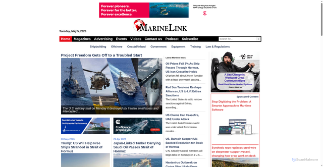 Security scan screenshot of https://marinelink.com