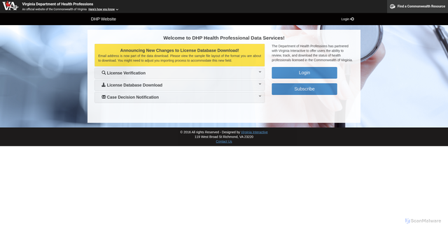 Security scan screenshot of https://dhp.virginiainteractive.org