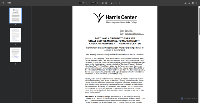 Security scan screenshot of https://www.harriscenter.net/a/16386