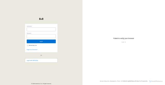 Security scan screenshot of https://8x8.my.salesforce.com