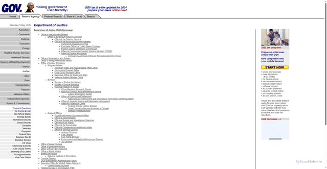 Security scan screenshot of https://gov.com/agency/doj.html
