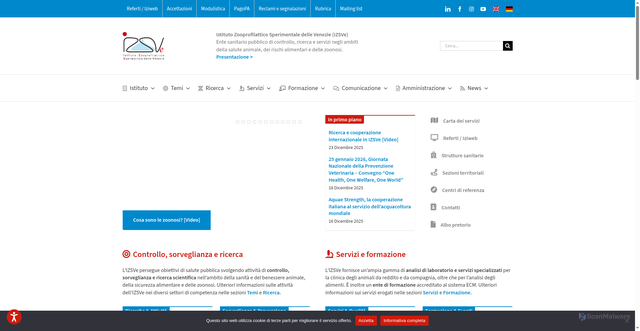 Security scan screenshot of https://www.izsvenezie.it/