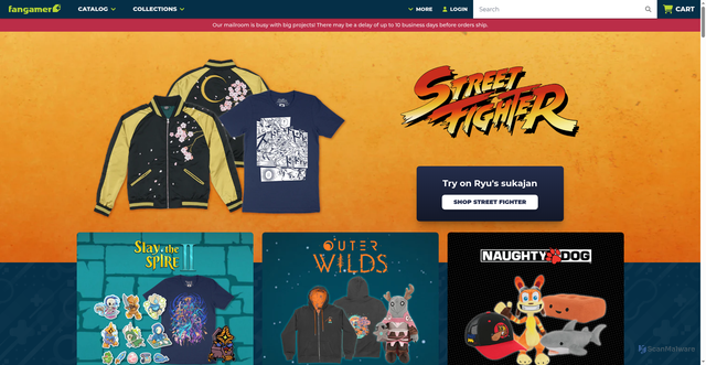 Security scan screenshot of https://fangamer.com