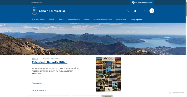 Security scan screenshot of https://www.comune.miazzina.vb.it/