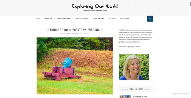 Security scan screenshot of https://exploringrworld.com/things-to-do-in-yorktown-virginia/