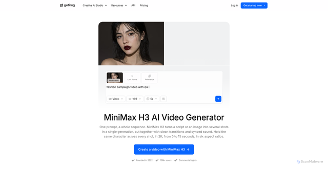 Security scan screenshot of https://getimg.ai/models/minimax-h3