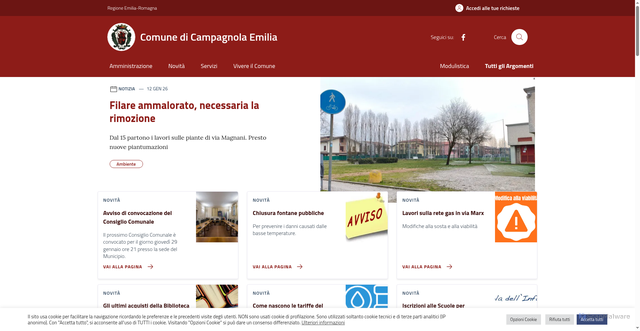 Security scan screenshot of https://www.comune.campagnola-emilia.re.it/