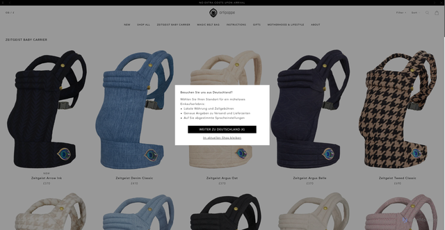 Security scan screenshot of https://shop.artipoppe.com/uk/baby-carrier/