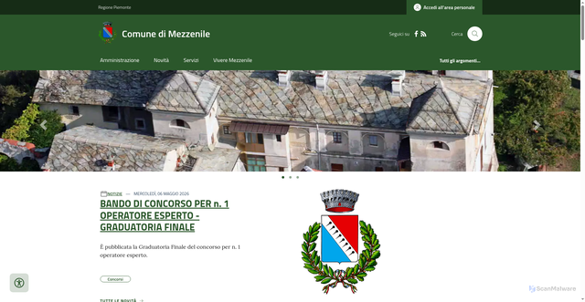 Security scan screenshot of https://www.comune.mezzenile.to.it/