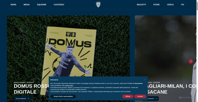 Security scan screenshot of https://cagliaricalcio.com/