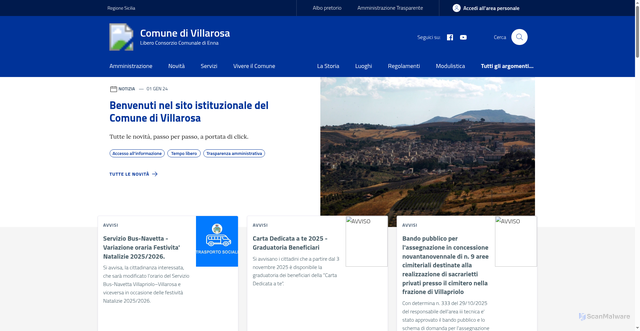 Security scan screenshot of https://www.comune.villarosa.en.it/