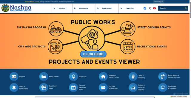 Security scan screenshot of https://www.nashuanh.gov/
